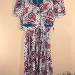 VINTAGE 80S 2 PIECE CROPPED TOP DRESS 12 White Photo 6