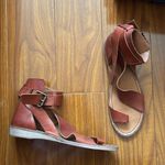 Free People Mahogany Brown Leather Ankle Strap Vale Boot Sandal Photo 5