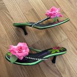 RARE Vintage Y2K Beverly Feldman Pink, Green, and Black Kitten Heels Size 7 Photo 5