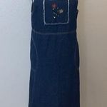 Original TY Wear vintage blue denim embroidered flowers jean overall dress Size 12P Photo 0