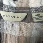 11.1. Thylo Plaid Peplum Gauzy Womens Top Small Chic Coastal Western Cowgirl Brown Photo 1