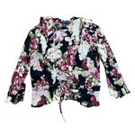 Y2K Vintage Magik Sheer Floral ruffle Cardigan black small Black Photo 0
