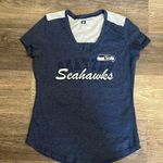 NFL  Seattle Seahawks Women's V-Neck Short Sleeve Shirt - Blue & Gray Medium Photo 0