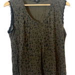 Rails  Olive Leopard Print‎ Linen Blend Sleeveless Top Lace Trim Size Medium Photo 0