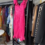 Angel Biba Rossi Hot Pink Off-Shoulder Ruffle Lace Midi Dress Photo 14