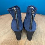 Aquatalia  Italy Faris Perforated Blue Suede Zip Heeled Ankle Booties Size 8 Photo 2