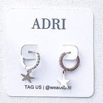 Handmade ADRI sterling Silver Cz Huggie Star Earring Photo 0