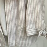 Loft Open Blazer Jacket Linen White with Pink & Gray Stripes Tie 3/4 Sleeves M Photo 3