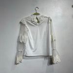 On Twelfth  White Lace Long Sheer Sleeve Blouse Sz S Photo 7