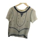 Nicole Miller Artelier Womens Beaded Sequined Top Taupe Black Size S Sheer Photo 1