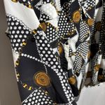 VTG Baroque Print Long Sleeve Button Up Top USA Made Womens L Gold Chain Print Size L Photo 6