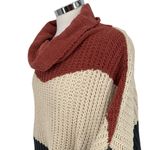 POL Chenille Colorblock Turtleneck Sweater Orange Ivory Size Medium Photo 8