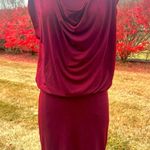 Alice + Olivia  MAROON BURGUNDY WINE GLITTER METALLIC DRAPEY COWL NECK MINI DRESS Photo 5