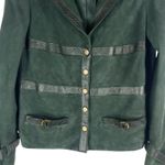 Worth NY Snake Leather Trim Suede Jacket Snap Button Dark Green Size 4 Photo 5