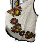 Vintage Concept Cardigan L Cream/Gray Wool Waterfall‎ Sweater Raised Floral Knit Gray Size L Photo 4