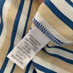 Monteau  Los Angeles Size XL Cold Shoulder Navy Cream Sage Striped Ruffle Top Photo 10