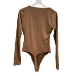 Good American  U Ring Bodysuit Sepia Size 2 NWT Long Sleeve Brown Photo 2