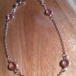 Beveled Pink Glass Ion Plated Rose Gold Stainless Steel Station Bracelet Photo 3