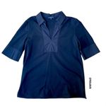 Lafayette 148 Classic Black Polo Collar V Neck Knit Daily Simple Top Size Small Photo 2