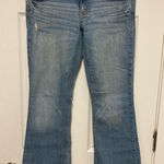 American Eagle Outfitters Medium Wash Distressed Artist Flare Denim Jeans Photo 0