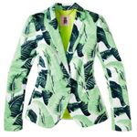 Juicy Couture Palmetto Tropical Leaf Print Jacket Blazer Size 8 Blue Green Photo 0