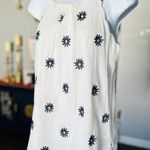 Amy Byer Women’s White Scalloped Tank w/Blue Flowers Size Small Photo 1