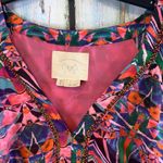 Anthropologie  Vanessa Virginia Pink Print Silky Beaded Dress with Belt Size S Photo 3