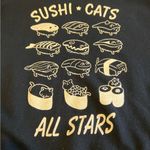 Rustic Charm Japanese Crew Neck Sweater Black Novelty Print Sushi Funny Food Cat Photo 2