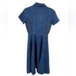 Dennis Goldsmith midi button front fit and flare denim ruched waist dress 4 Blue Photo 1