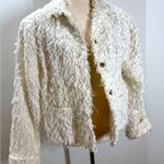 White Shaggy Faux Fur Textured Jacket Photo 0