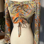 Nasty Gal The Price You Paisley Womens Size 6 Multicolored Long Sleeve Crop Top Photo 0