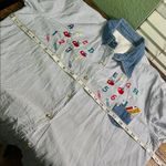 Vintage Teacher Shirt ABC 123 Art Striped Short Sleeve Shirt with Embroidery White Size L Photo 4