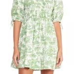 STAUD Faye Puff Sleeve Clove Toile Green Mini Dress Photo 0