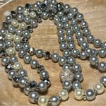 Faux Gray & White Pearl Long Necklace Photo 3