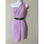 BCBGMAXAZRIA  Nevada One Shoulder SILK Draped MINI Dress Lavender Size 8 Photo 1