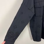 Made In Italy Jacket Topper Womens Large Black Eyelet Button Up Frayed Trim Edgy Photo 3