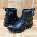Frye Engineer Shearling Short Black Rubber Coated Waterproof Ankle Boots Size 6 Photo 1