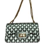 Silver and Gold Quilted Shoulder Bag with Chain Strap Photo 0