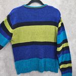 Erika Multicolor Block Stripe Electric Cozy Rockstar Preppy Pullover Sweater XL Blue Photo 6