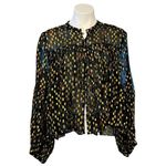 ZARA  Cropped Oversized Metallic Gold Sheer Paisley Print Button Down Blouse M Photo 1