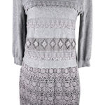 Sundance  Lovely Day Sweater Dress Medium Gray Lace Crochet Photo 0