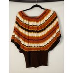 GABRIEL NEW YORK Womens Striped Poncho Sweater Knit Orange Brown Cream Medium Size undefined Photo 7