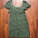 EXPRESS Olive Green Scoop Neck Button Down Dress Photo 2