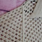 Solitaire  CREAM TEXTURED OPEN CROCHET BUTTON FRONT CARDIGAN LAYERING TOP MEDIUM Photo 3