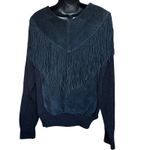 Vtg‎ Pioneer Wear Genuine Suede Fringe Sweater Sz XL Black Western Cowgirl 80s Photo 2