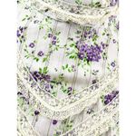 70s VTG Gunne Style Prairie Romantic Cottage Core White Dress Purple Floral M Size M Photo 4