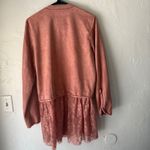 Vocal  USA Rose‎ Faux Suede Lace Trim Long Slv Open Front Cardigan Western Boho Photo 7