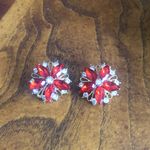 Vintage tomato red marquis cluster clip on earrings Photo 5