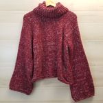 Urban Outfitters {S}  Turtleneck Bell Sleeve Marbled Red Maroon Knit Sweater Photo 1