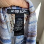Bisou Bisou Y2K Paisley Blue Mixed Media Ruffled Hippie Vintage Button Down Blouse Sz L Photo 4